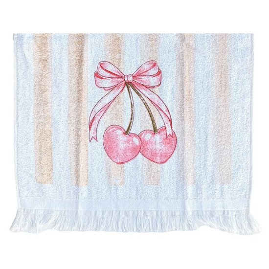 Clayre &amp; Eef | Gastendoekje Wit Roze 40x66 cm | CT045