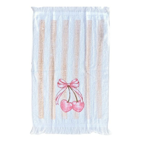 Clayre &amp; Eef | Gastendoekje Wit Roze 40x66 cm | CT045