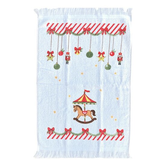 Clayre &amp; Eef | Gastendoekje Wit Bruin Rood 40x66 cm | CTCCD