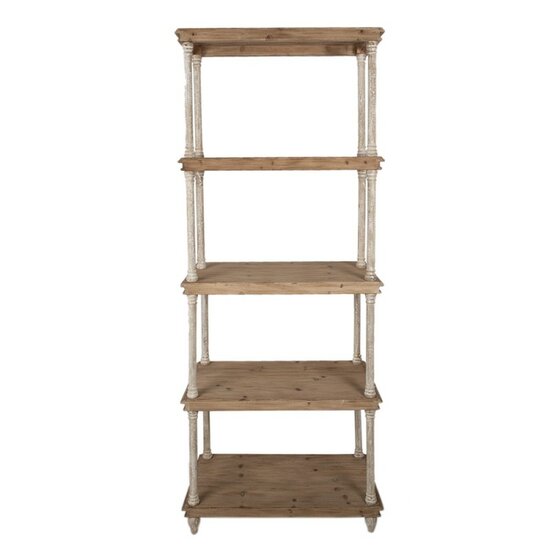 Clayre &amp; Eef Boekenkast 80x40x210 cm Bruin- Wit Hout 5H0679