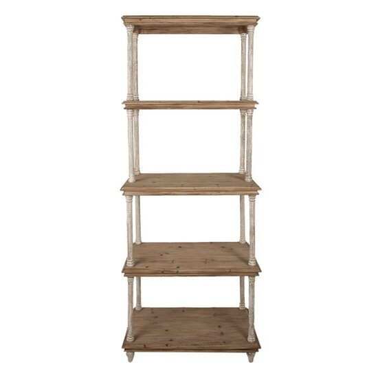 Clayre &amp; Eef Boekenkast 80x40x210 cm Bruin- Wit Hout 5H0679