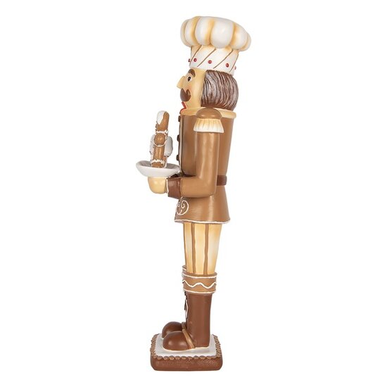 Clayre &amp; Eef | Kerstdecoratie Notenkraker Bruin Wit 14x15x44 cm | 6PR6252