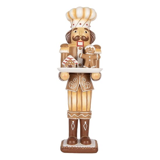 Clayre &amp; Eef | Kerstdecoratie Notenkraker Bruin Wit 14x15x44 cm | 6PR6252