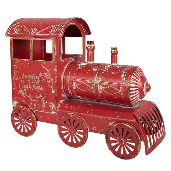 Clayre &amp; Eef | Decoratie Trein Rood Wit 69x15x28 cm | 5Y1474