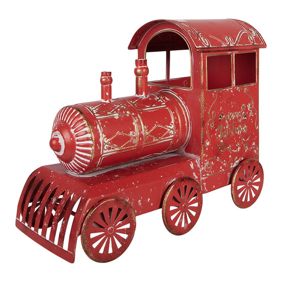 Clayre &amp; Eef | Decoratie Trein Rood Wit 69x15x28 cm | 5Y1474
