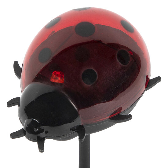 Clayre &amp; Eef | Tuinprikker lieveheersbeestje op zonne-energie Rood Zwart 7x6x14 cm | 6LMS0003