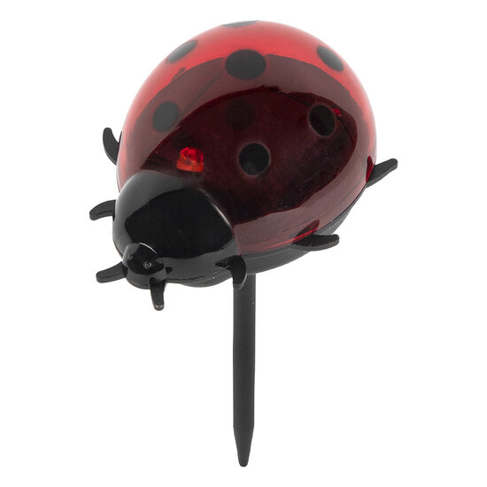 Clayre &amp; Eef | Tuinprikker lieveheersbeestje op zonne-energie Rood Zwart 7x6x14 cm | 6LMS0003