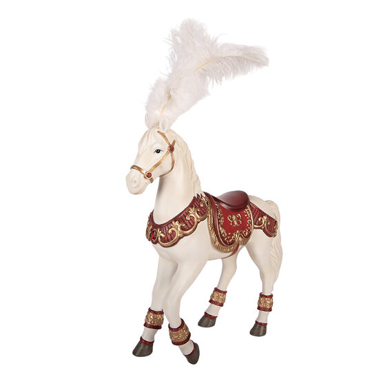 Clayre &amp; Eef | Decoratie Paard Wit Rood 35x12x56 cm | 6PR6130