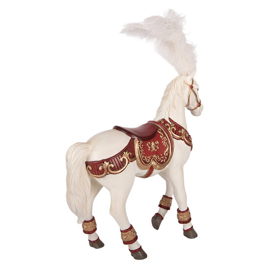 Clayre &amp; Eef | Decoratie Paard Wit Rood 35x12x56 cm | 6PR6130