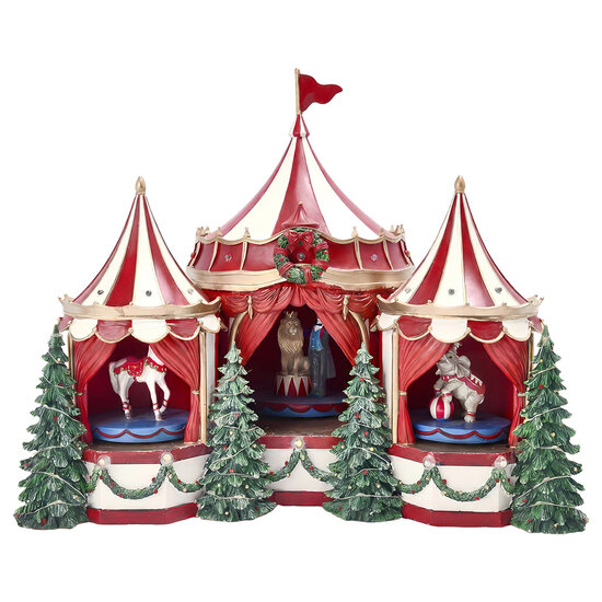 Clayre &amp; Eef | Muziekdoos Circus met LED Rood Groen 45x27x37 cm / 3xAA | 6PR6496