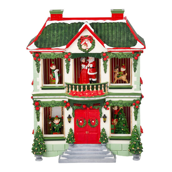 Clayre &amp; Eef | Muziekdoos Huis met LED Groen Rood 37x17x47 cm / 3xAA | 6PR6497