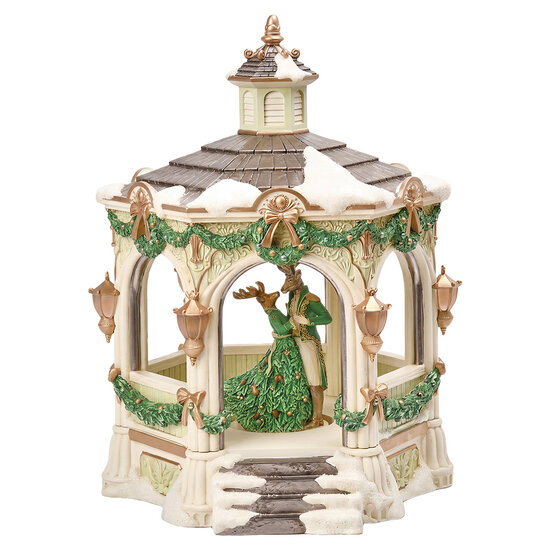 Clayre &amp; Eef | Muziekdoos Prieel met LED Wit Groen 35x33x43 cm / 3xAA | 6PR6498