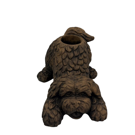 Brynxz Theelichthouder Barking Dog Majestic Brown M | Hond Waxinelichthouder