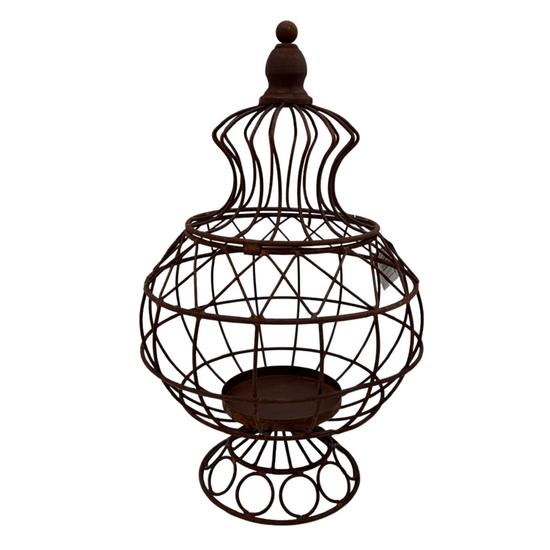 Ornament op voet Rusty Metalen Roest Windlicht - 37 x 22 cm - Stoer &amp; Sober Woonstijl