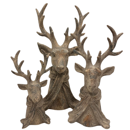 Decoratie Beeld hert sjaal  - grijs 48,5 x 23 x 16,5 cm - Countryfield