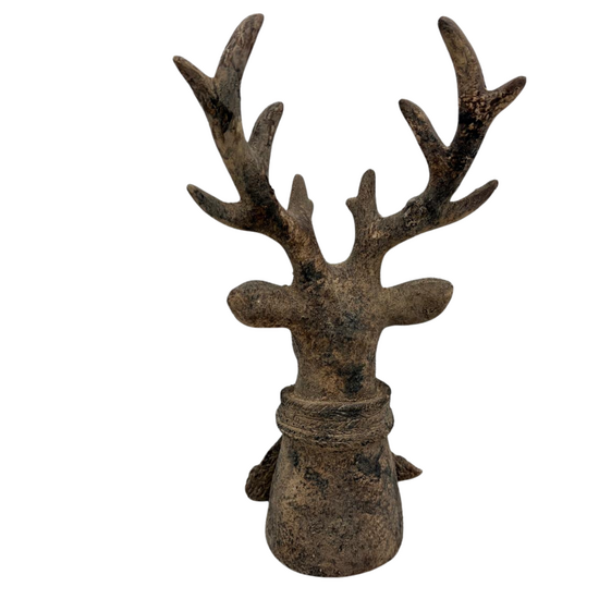 Decoratie Beeld hert sjaal  - grijs 30 x 15,5 x 12 cm - maat M - Countryfield