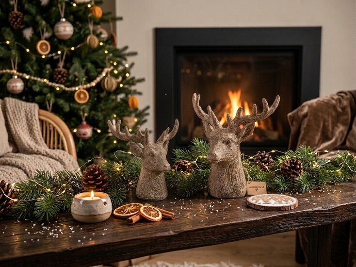 Countryfield Decoratie Beeld Hert Grijs Maat M (18 cm) | Polyresin