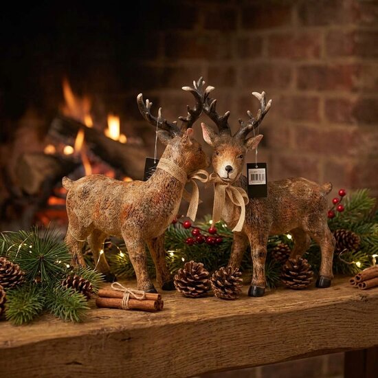 Countryfield Decoratie Beeld Hert bruin 32,5 x 25 x 11 cm| Polyresin