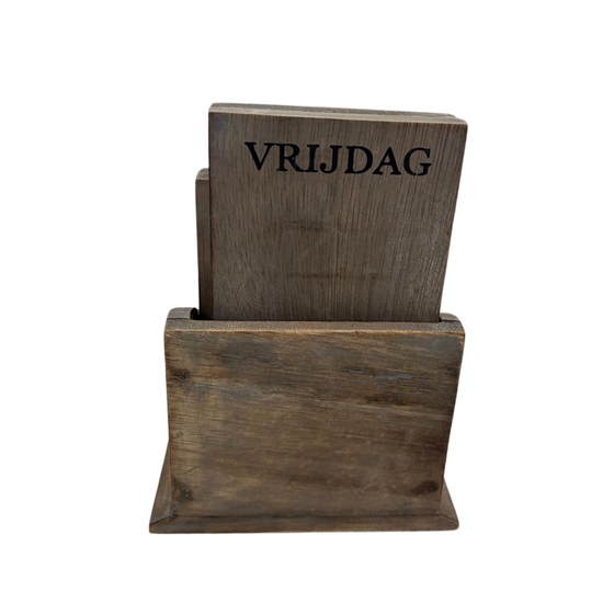 Landelijke Houten Kalender met Nederlandse Opdruk - 19,5 cm