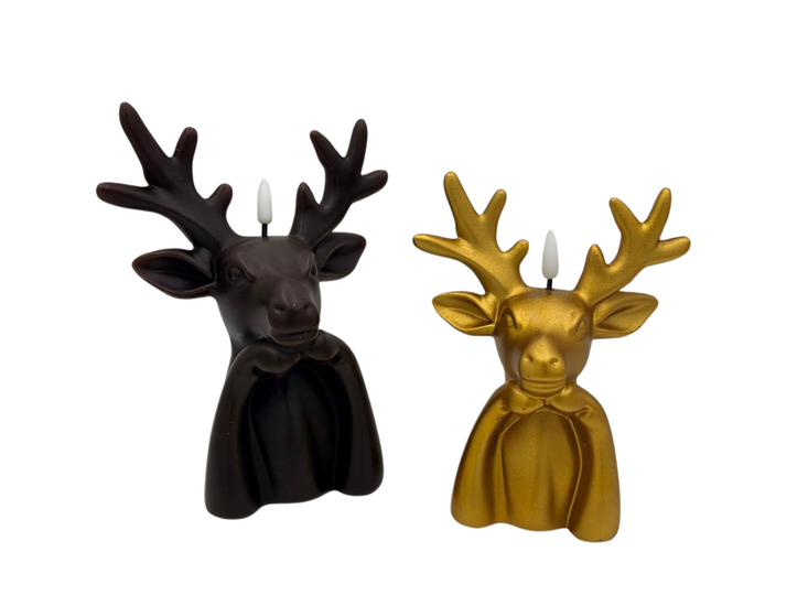 Countryfield LED kaars Rendier chocolade bruin 20 x 14 x 9 cm - Sfeervolle Kerstverlichting