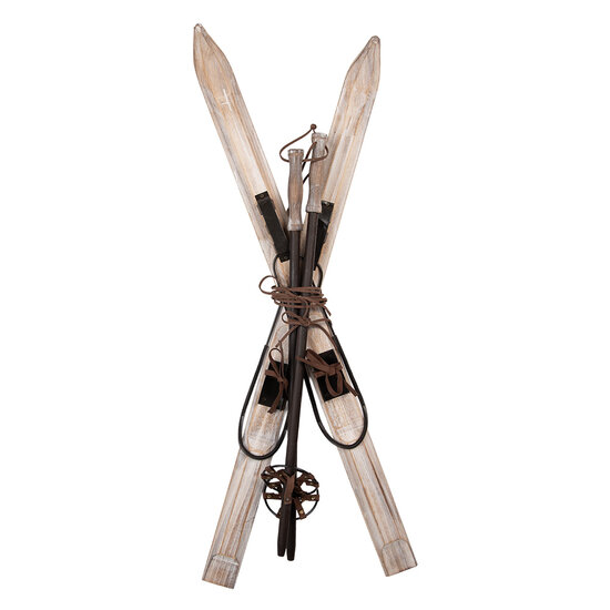 Clayre &amp; Eef | Decoratie ski's (set 2) Bruin Beige 16x9x92 cm | 5H0755