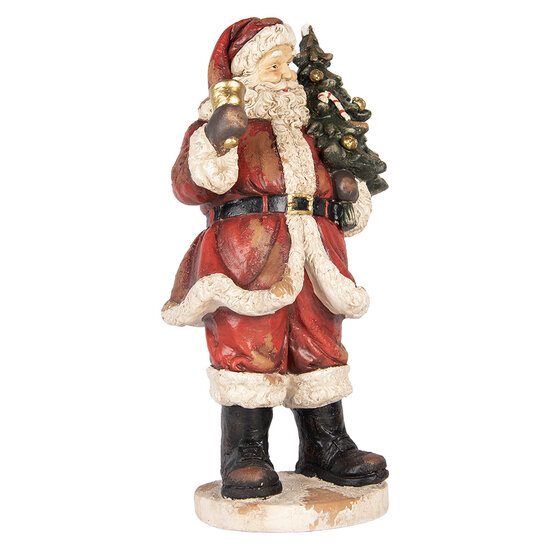 Clayre &amp; Eef | Kerstdecoratie Kerstman Rood Beige 32x24x74 cm | 5MG0133