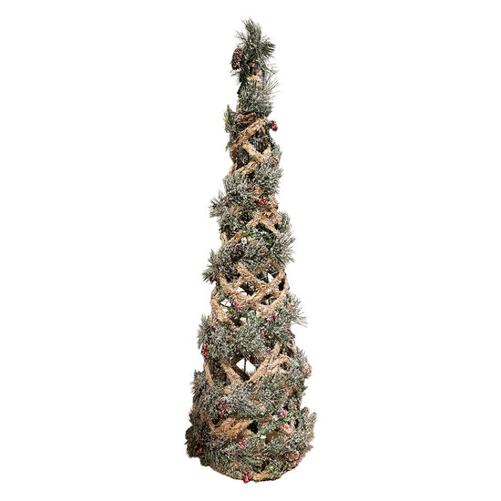 Clayre &amp; Eef | Decoratie Kertboom met LED Groen &oslash; 27x99 cm / 3xAA | 5RO0108