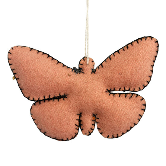 Clayre &amp; Eef | Decoratie hanger Vlinder vilt Roze Bruin 9x2x6 cm | 66515