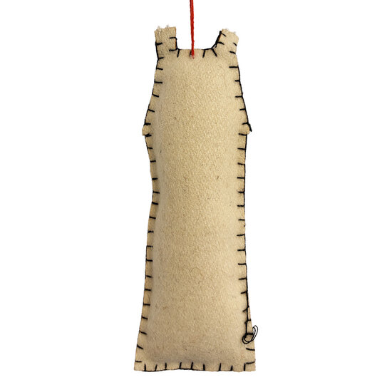 Clayre &amp; Eef | Decoratie hanger Huisje vilt Wit Bruin 5x2x15 cm | 66526