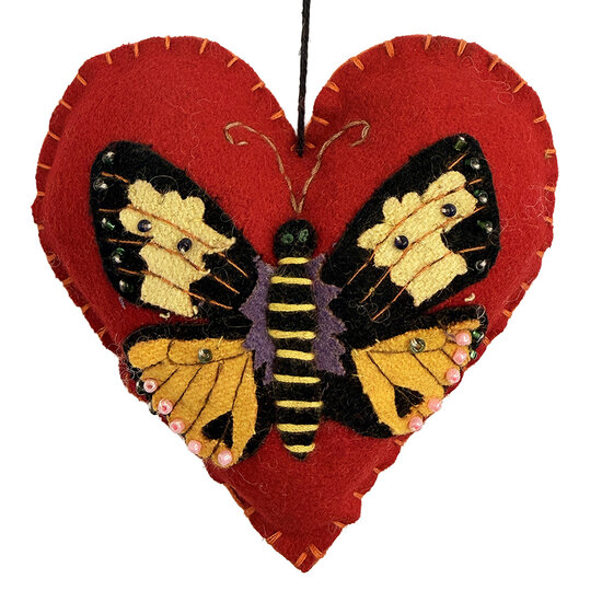 Clayre &amp; Eef | Hanger hart vilt Rood Geel 10x2x11 cm | 66527