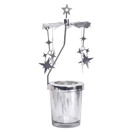 Clayre &amp; Eef | Theelichtcarrousel Zilverkleurig &oslash; 8x20 cm | 66807ZI
