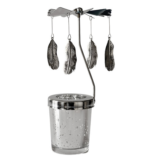 Clayre &amp; Eef | Theelichtcarrousel Zilverkleurig &oslash; 8x20 cm | 66808ZI
