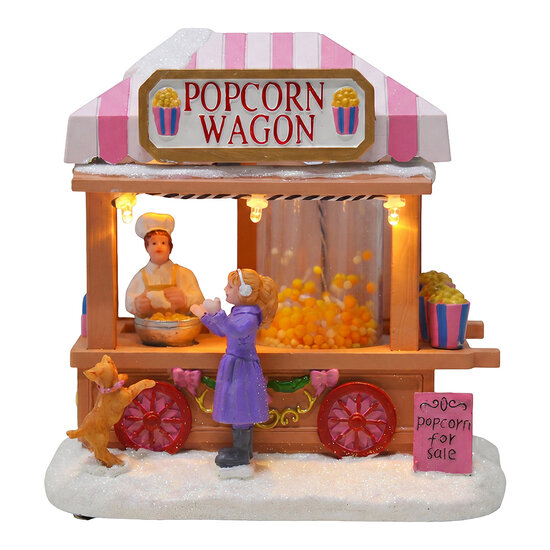 Clayre &amp; Eef | Kerstdecoratie marktkraampje met LED Bruin Roze 14x10x14 cm / 3xAAA | 67139