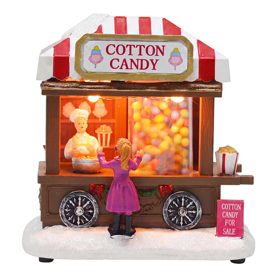 Clayre &amp; Eef | Kerstdecoratie marktkraampje met LED Bruin Rood 14x10x14 cm / 3xAAA | 67141