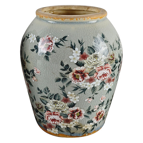 Clayre &amp; Eef | Vaas Grijs Roze &oslash; 16x20 cm | 6CE2546L