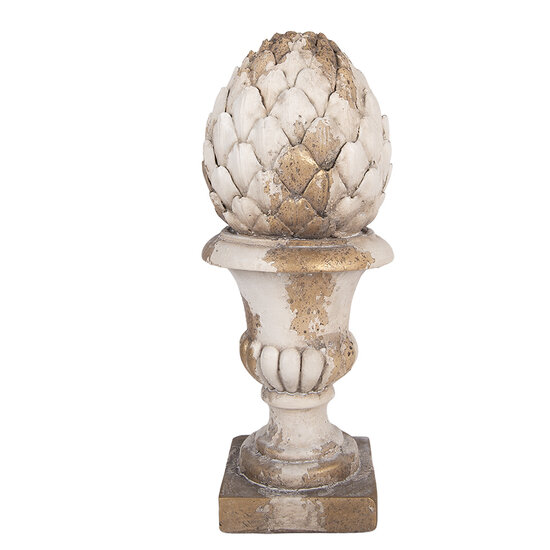Clayre &amp; Eef | Decoratie Ornament Wit Beige &oslash; 16x41 cm | 6MG0185