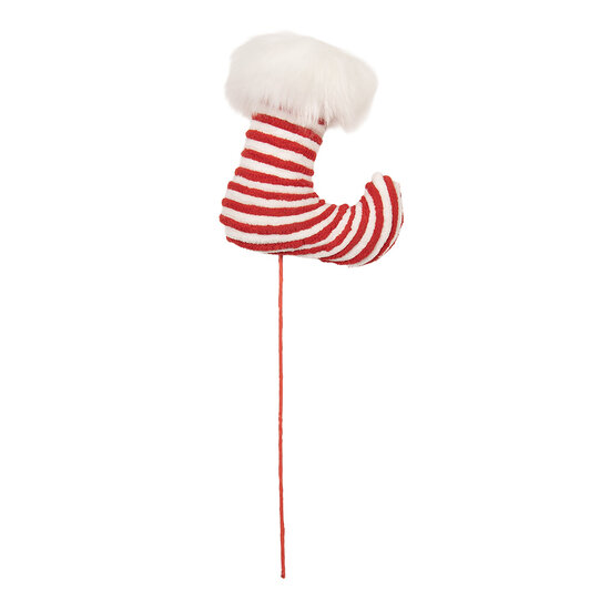 Clayre &amp; Eef | Kerstdecoratie Laars Rood Wit 13x6x41 cm | 6PF0028