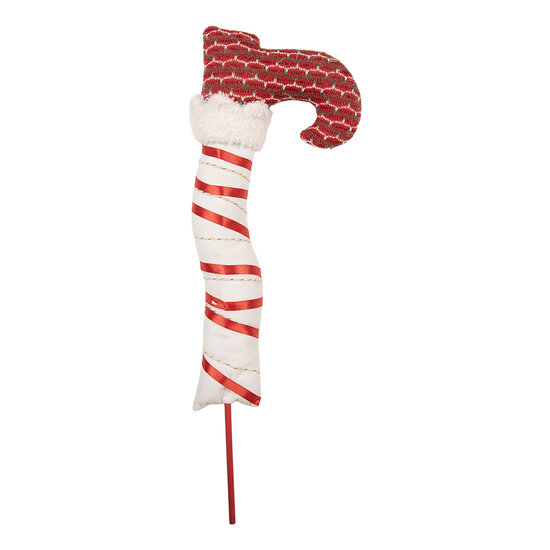 Clayre &amp; Eef | Decoratie Kerst Elfenbeen Wit Rood 18x5x52 cm | 6PF0029