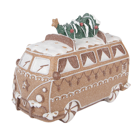 Clayre &amp; Eef | Decoratie Bus Bruin Wit 26x13x19 cm | 6PR6253