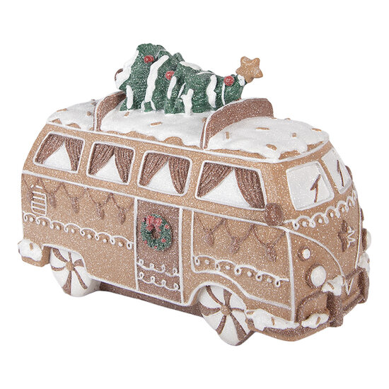 Clayre &amp; Eef | Decoratie Bus Bruin Wit 26x13x19 cm | 6PR6253