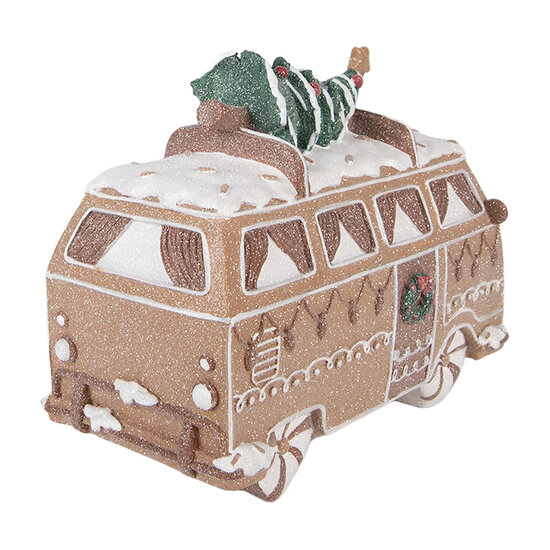Clayre &amp; Eef | Decoratie Bus Bruin Wit 26x13x19 cm | 6PR6253
