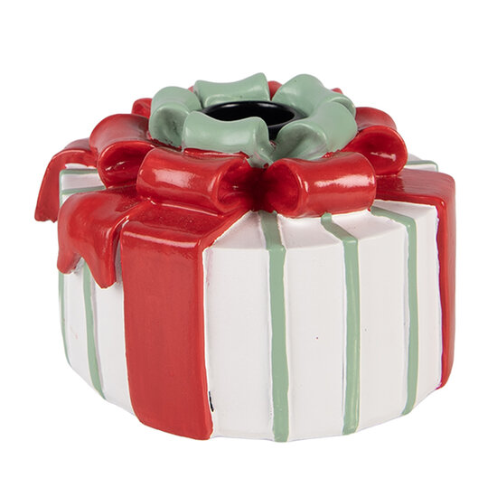 Clayre &amp; Eef | Kandelaar Wit Rood &oslash; 10x7 cm | 6PR6386