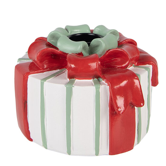 Clayre &amp; Eef | Kandelaar Wit Rood &oslash; 10x7 cm | 6PR6386