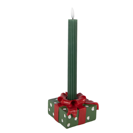 Clayre &amp; Eef | Kandelaar Groen Rood 10x10x6 cm | 6PR6387