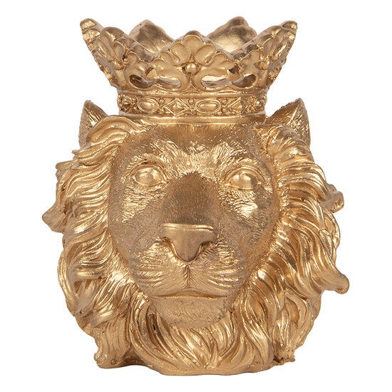 Clayre &amp; Eef | Theelichthouder Leeuw Goudkleurig 10x9x11 cm | 6PR6389