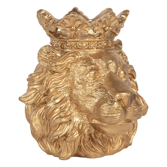Clayre &amp; Eef | Theelichthouder Leeuw Goudkleurig 10x9x11 cm | 6PR6389