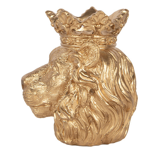 Clayre &amp; Eef | Theelichthouder Leeuw Goudkleurig 10x9x11 cm | 6PR6389