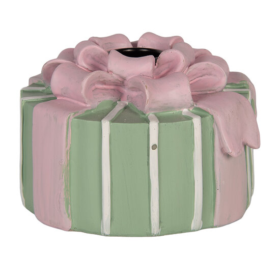 Clayre &amp; Eef | Kandelaar Roze Groen &oslash; 10x7 cm | 6PR6392