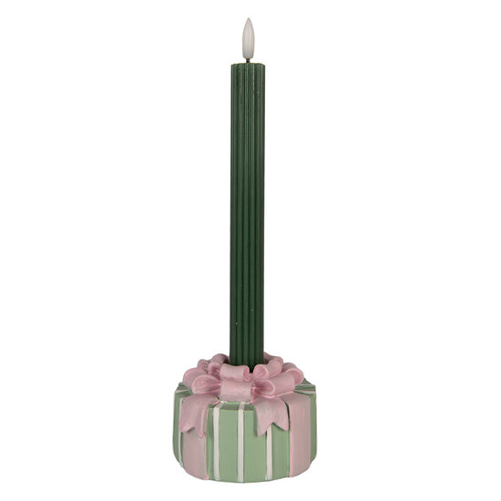 Clayre &amp; Eef | Kandelaar Roze Groen &oslash; 10x7 cm | 6PR6392