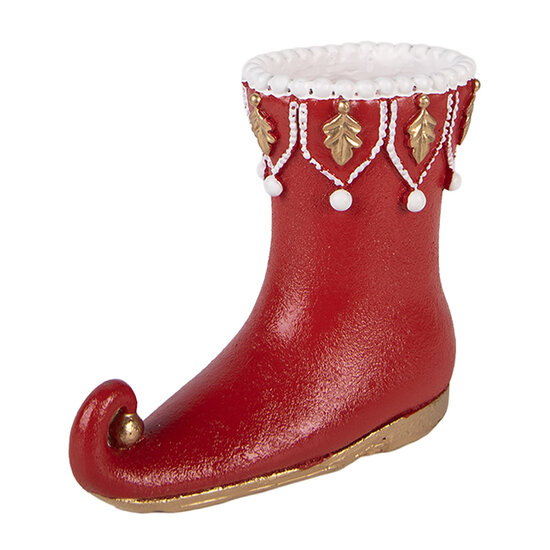 Clayre &amp; Eef | Decoratie Laars Rood Wit 14x5x11 cm | 6PR6395